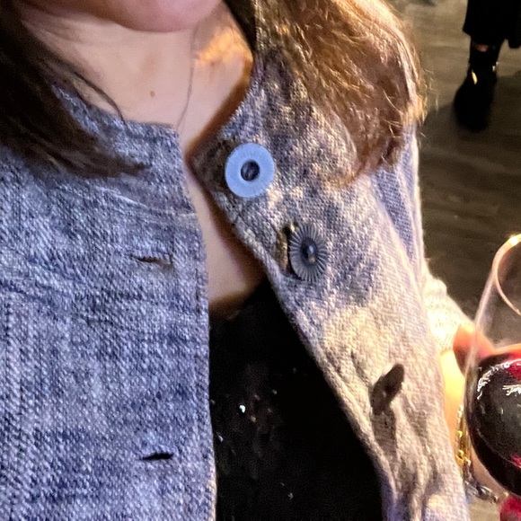 TIBI Tweed Cropped Blazer Coat Blue Spring Jacket Suit Dress Top Designer Kawaii - Picture 2 of 5